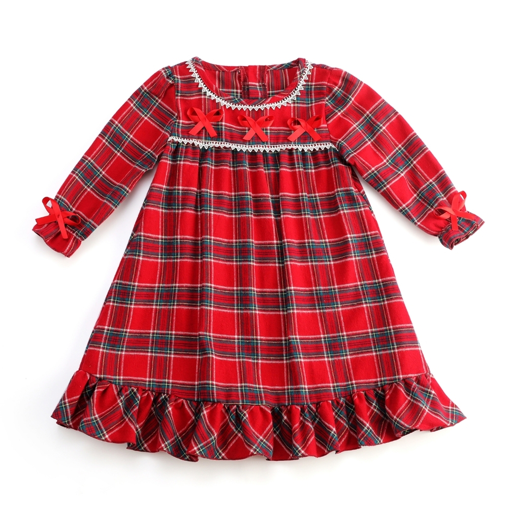 Girls 12M + 3T Red Plaid Flannel Dress Toddler Pajamas Baby Christmas Dress
